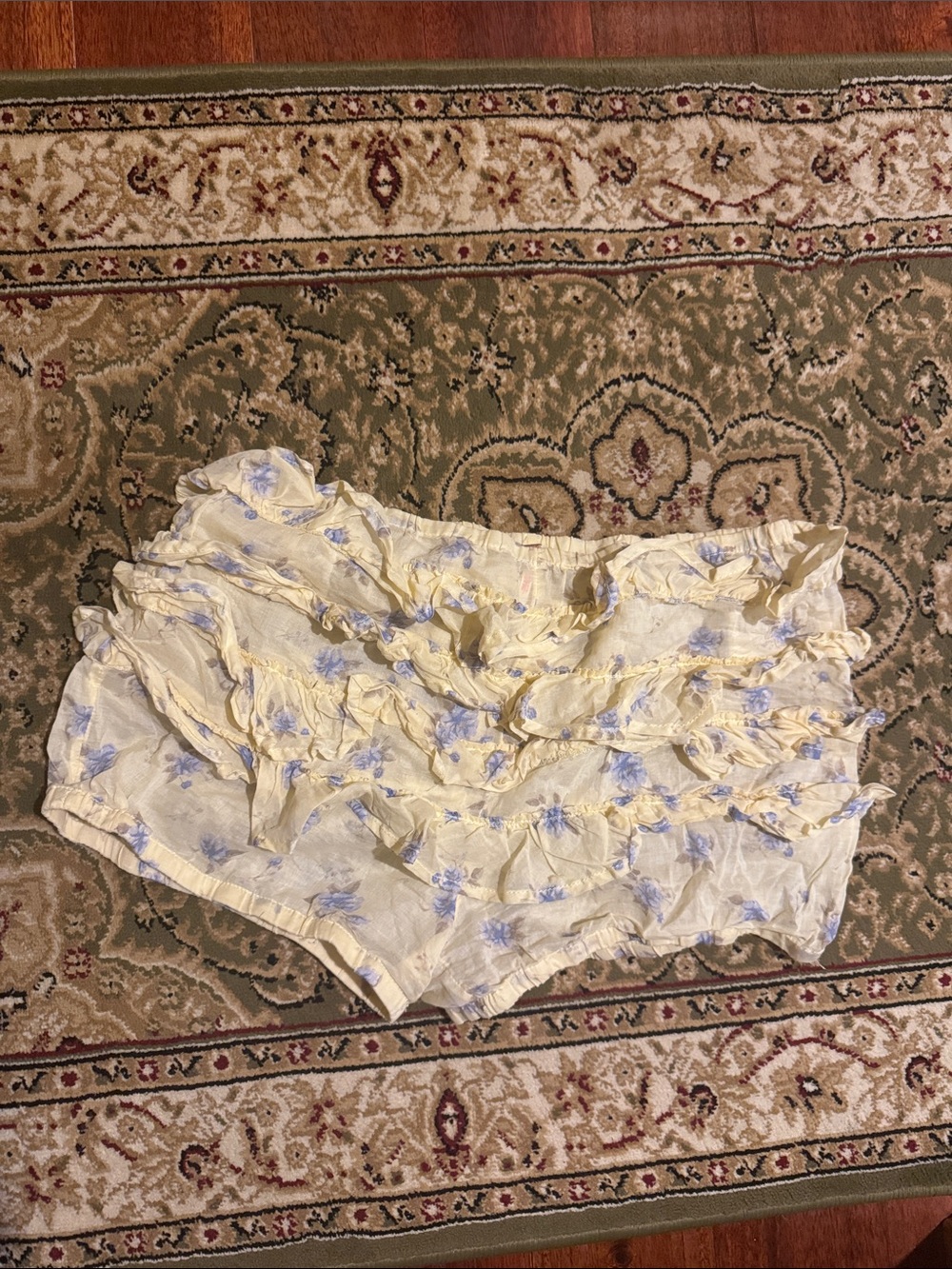 Free people Pale Yellow Floral Ruffle Shorts